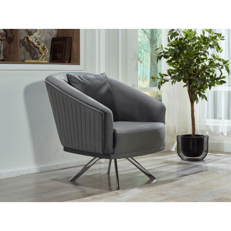 Puzzle 33″ Wide Striped Armchair Light Gray