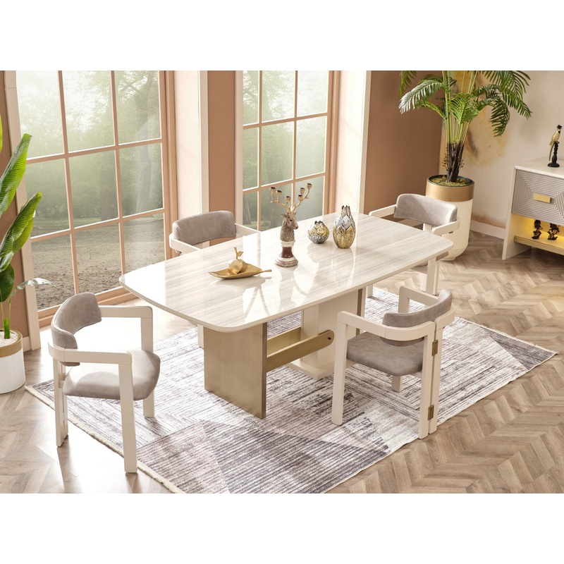 Urla 80″ Wide 6 Person Dining Table Cream