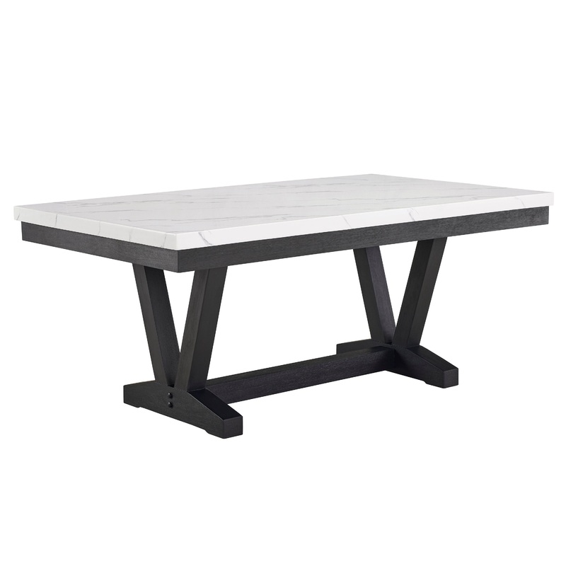 Vance – Faux Marble Dining Table – Charcoal & White