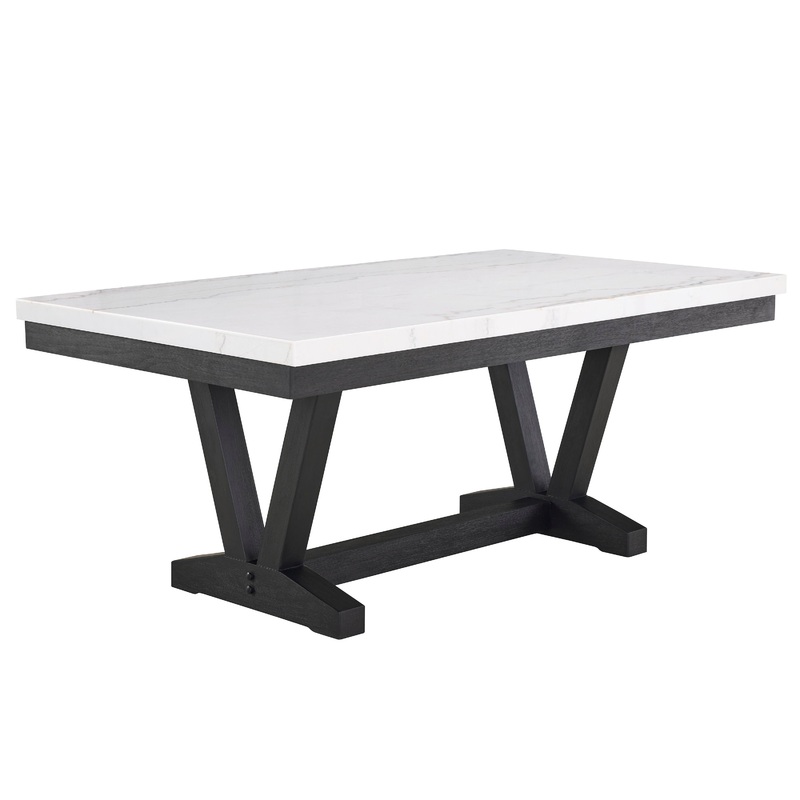 Varley – Genuine Marble Dining Table – Charcoal & White