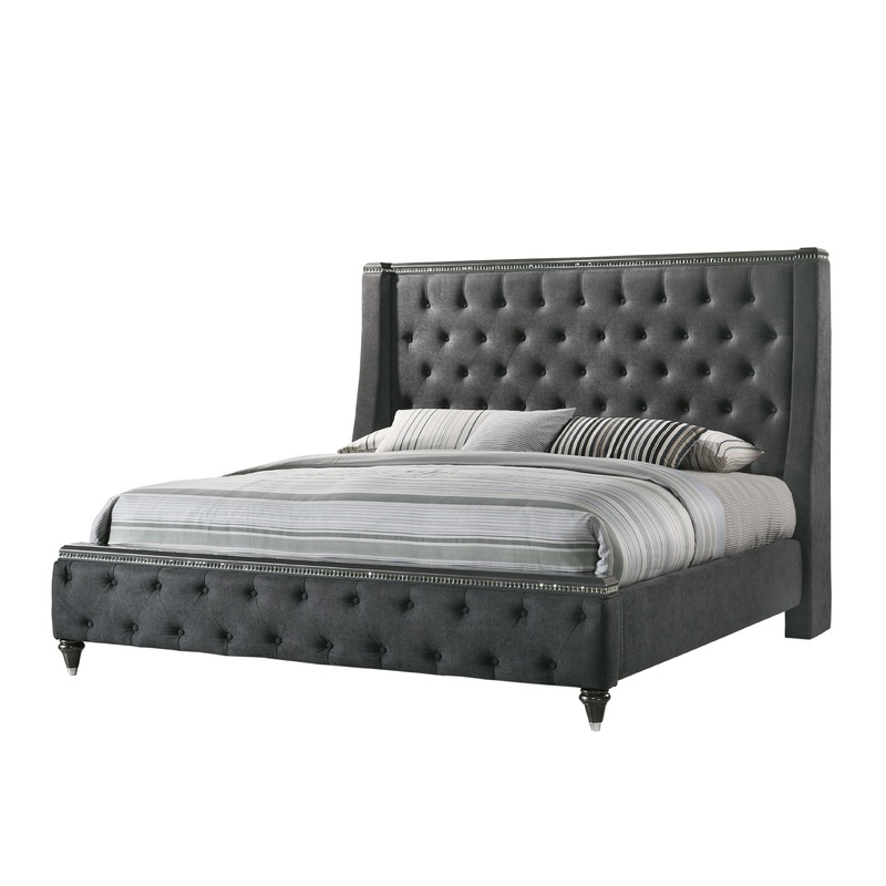 Giovani – Upholstered Bed Gray