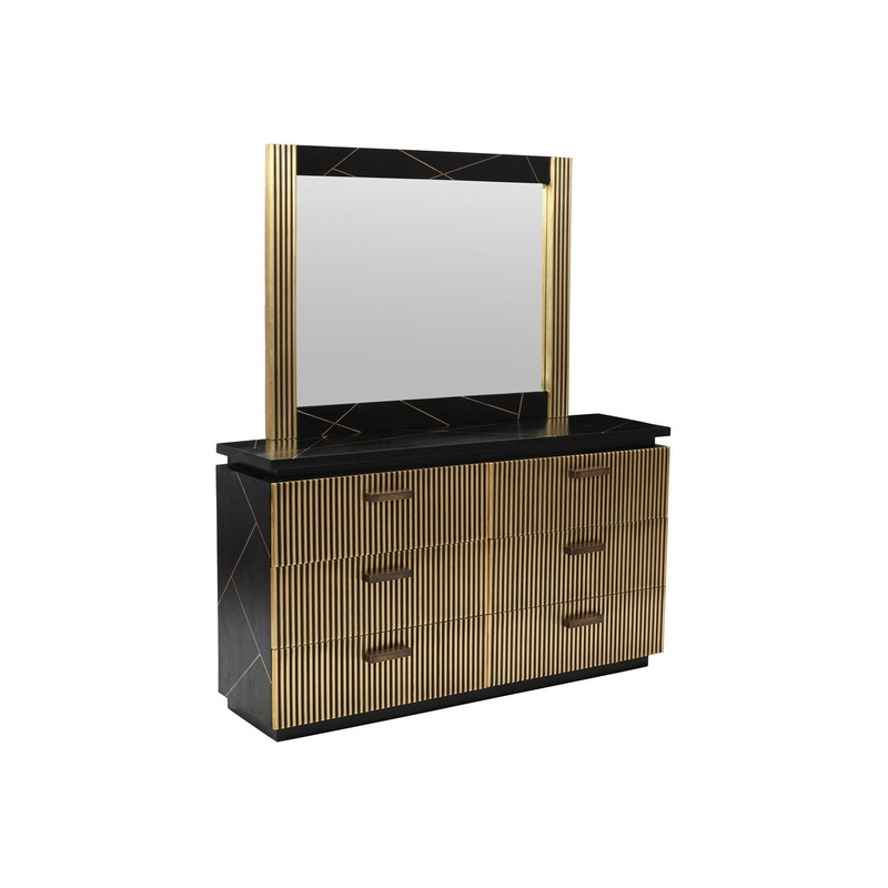 Allure 64″ Wide 6 Drawer Dresser With Mirror Black
