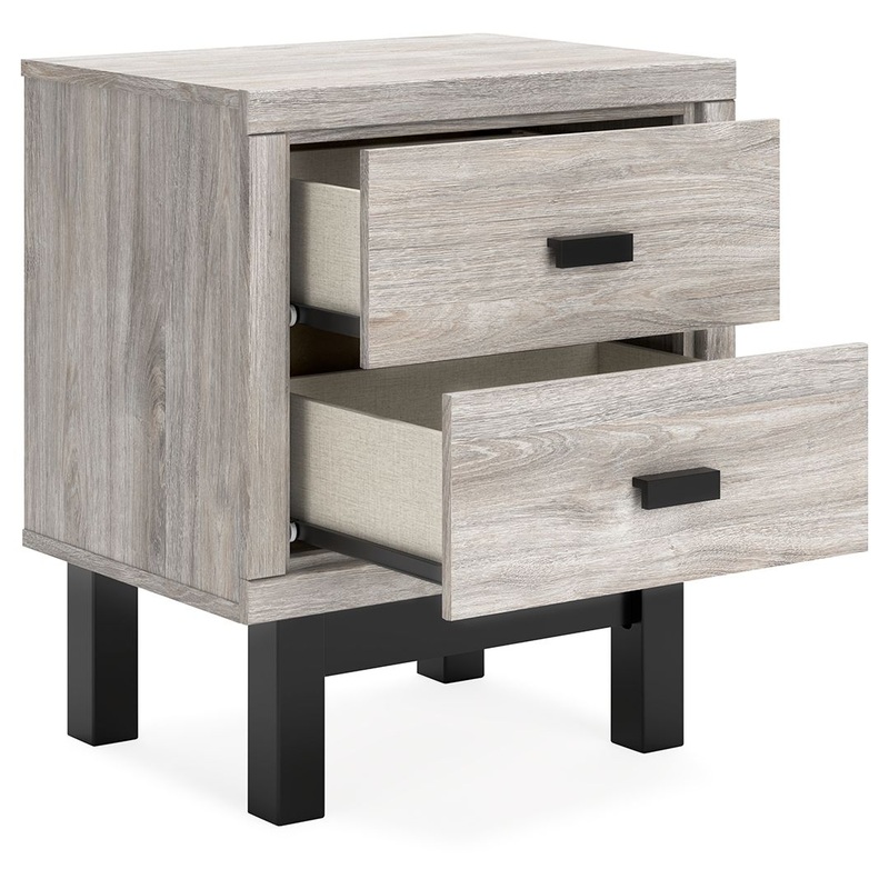 Vessalli – Black / Gray – Two Drawer Nightstand