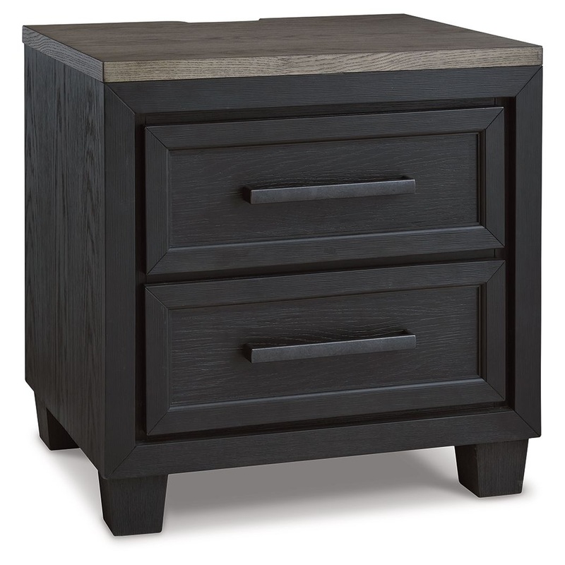 Foyland – Black / Brown – Two Drawer Night Stand