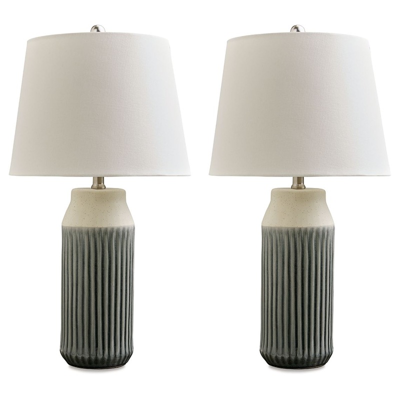 Afener – Blue / Beige – Ceramic Table Lamp (Set of 2)
