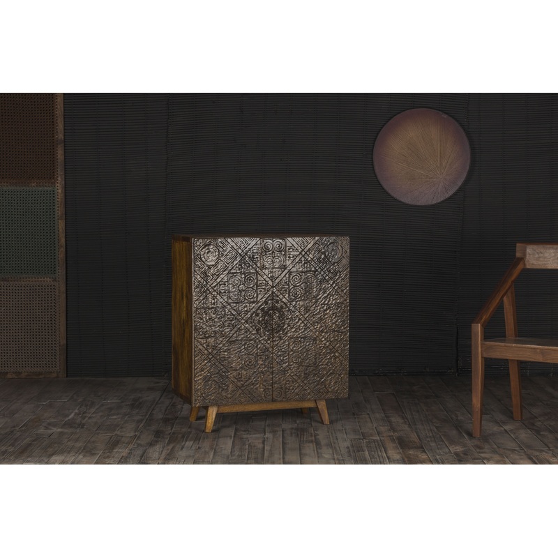 Calvary – Accent Table – Gray Stone & Walnut