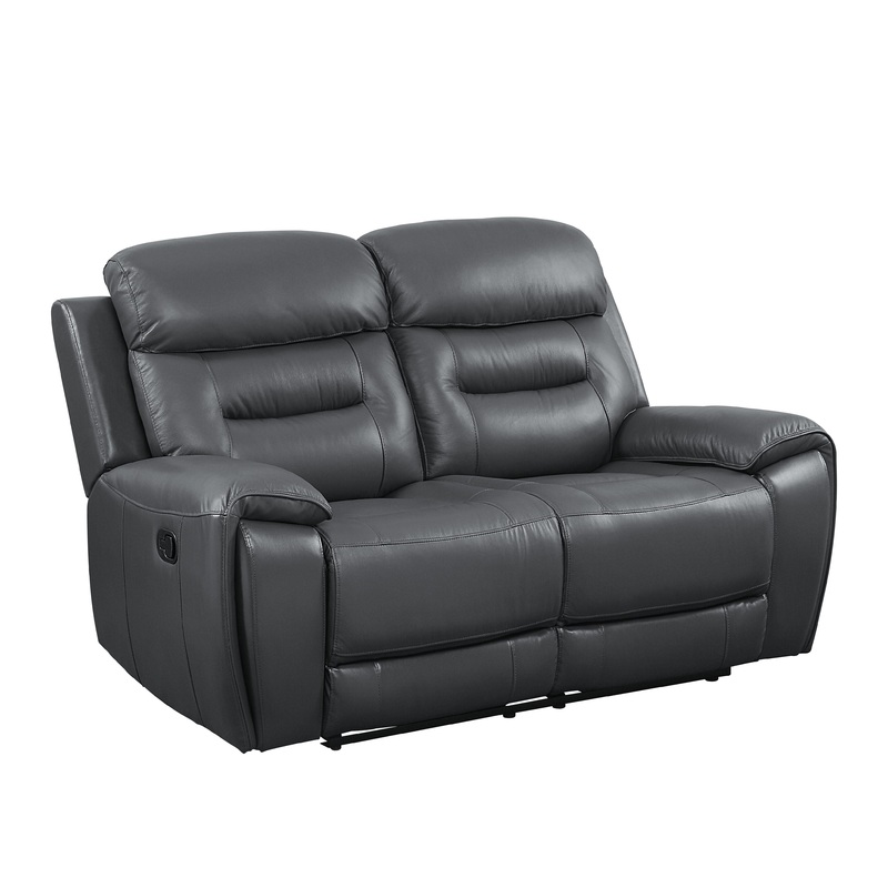 Lamruil – Loveseat – Gray Top Grain Leather