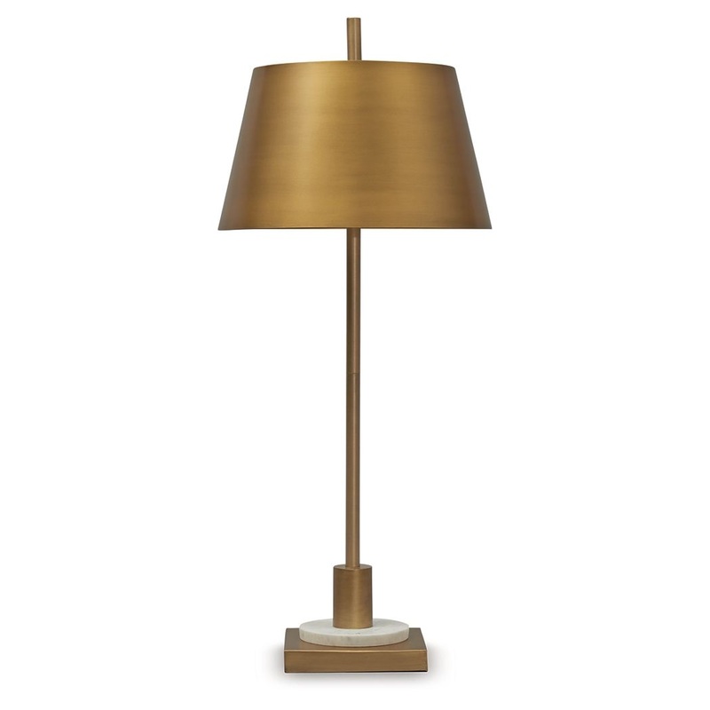Fritzburn – Gold Finish / White – Metal Table Lamp