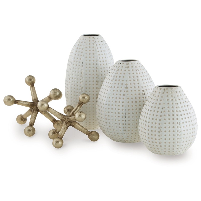 Azerton – White / Gold Finish – Accessory Set (Set of 5)