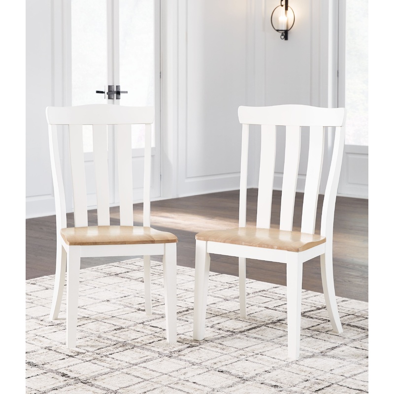 Ashbryn – White / Natural – Dining Room Side Chair (Set of 2)