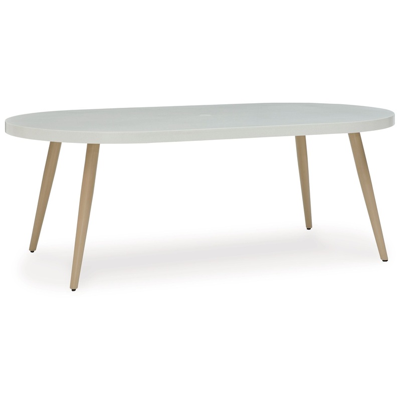 Seton Creek – White – Oval Dining Table With Umb Opt