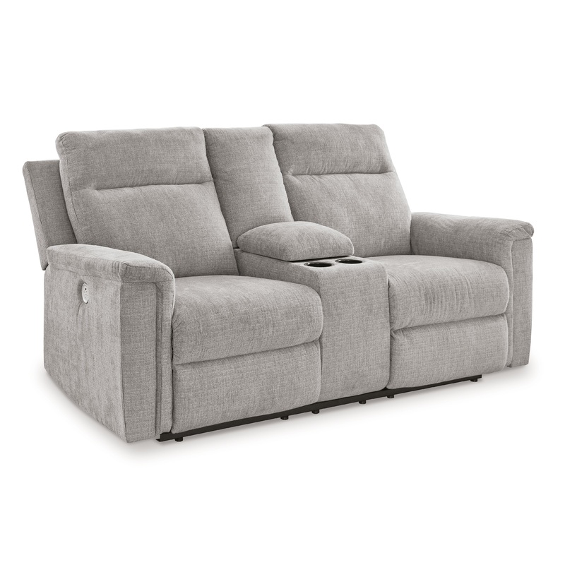Barnsana – Dbl Power Reclining Loveseat With Console Dark Gray
