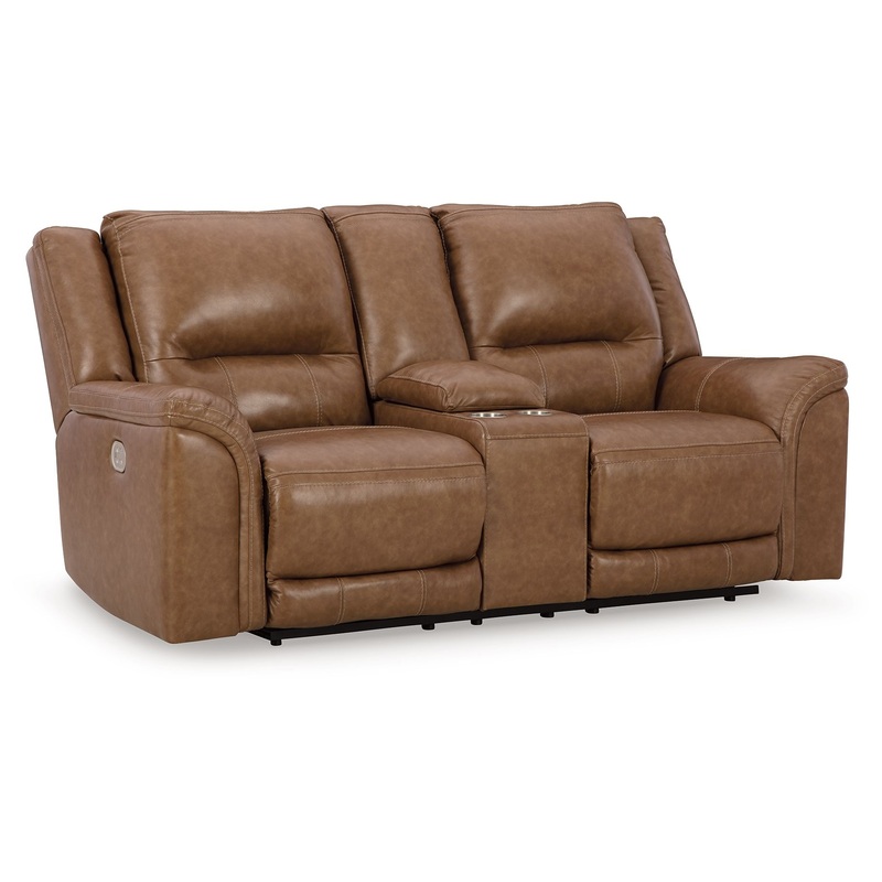 Trasimeno – Power Reclining Loveseat With Console Light Brown