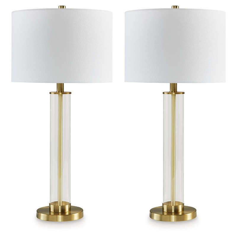 Orenman – Clear / Brass Finish – Glass Table Lamp (Set of 2)
