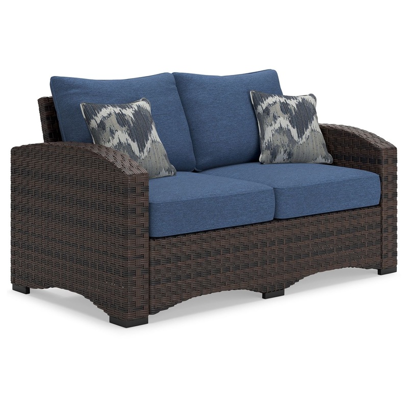 Windglow – Blue / Brown – Loveseat With Cushion