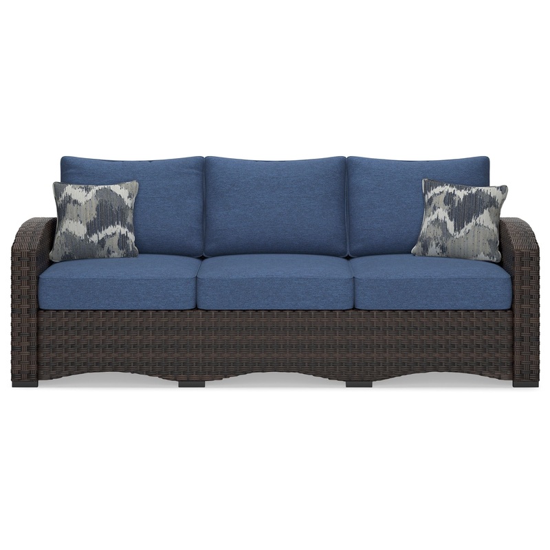 Windglow – Blue / Brown – Sofa With Cushion