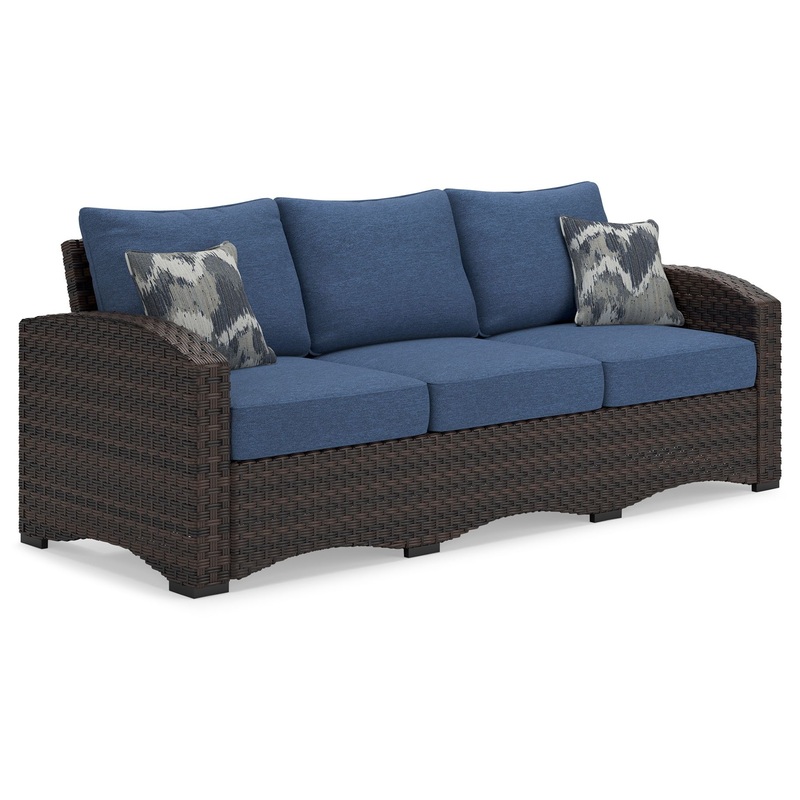 Windglow – Blue / Brown – Sofa With Cushion
