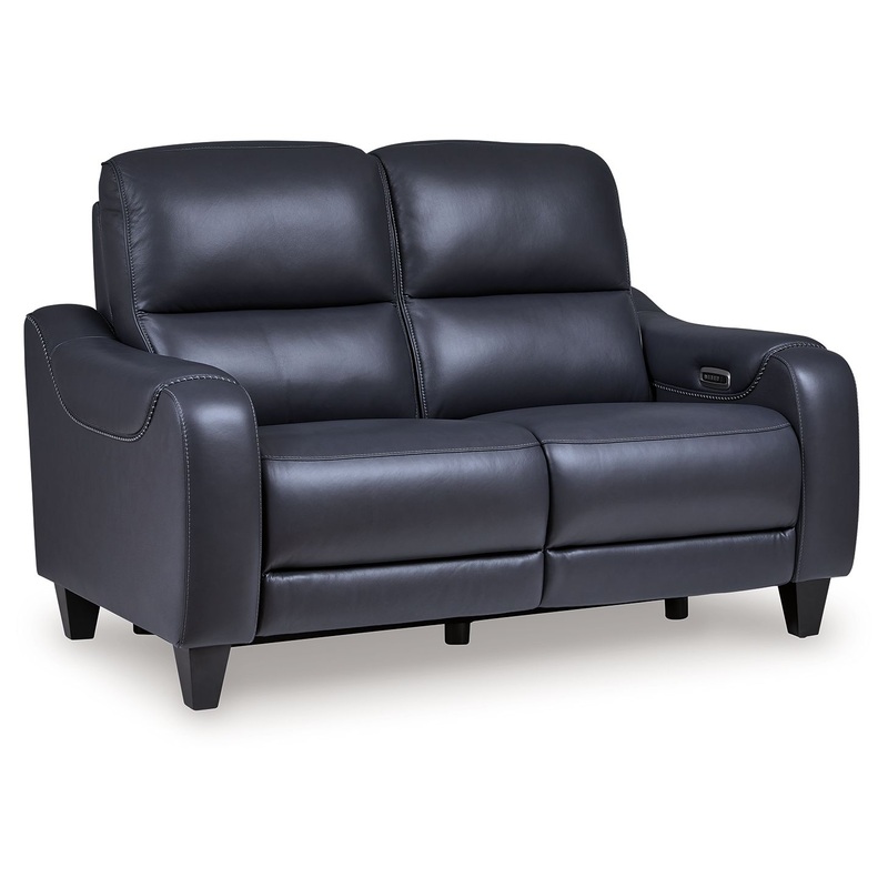Mercomatic – Power Reclining Loveseat With Adj Headrest Blue