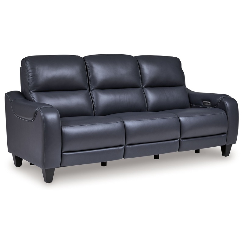 Mercomatic – Power Reclining Sofa With Adj Headrest Blue