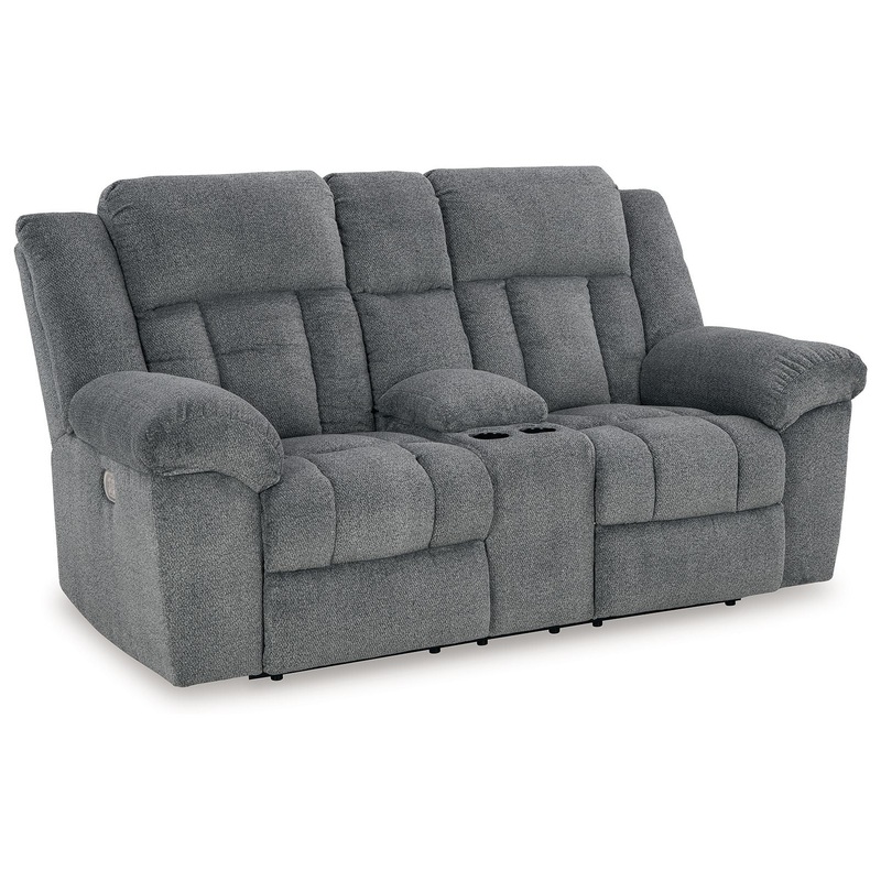 Tip-off – Power Reclining Loveseat With Console / Adj Headrest Dark Gray