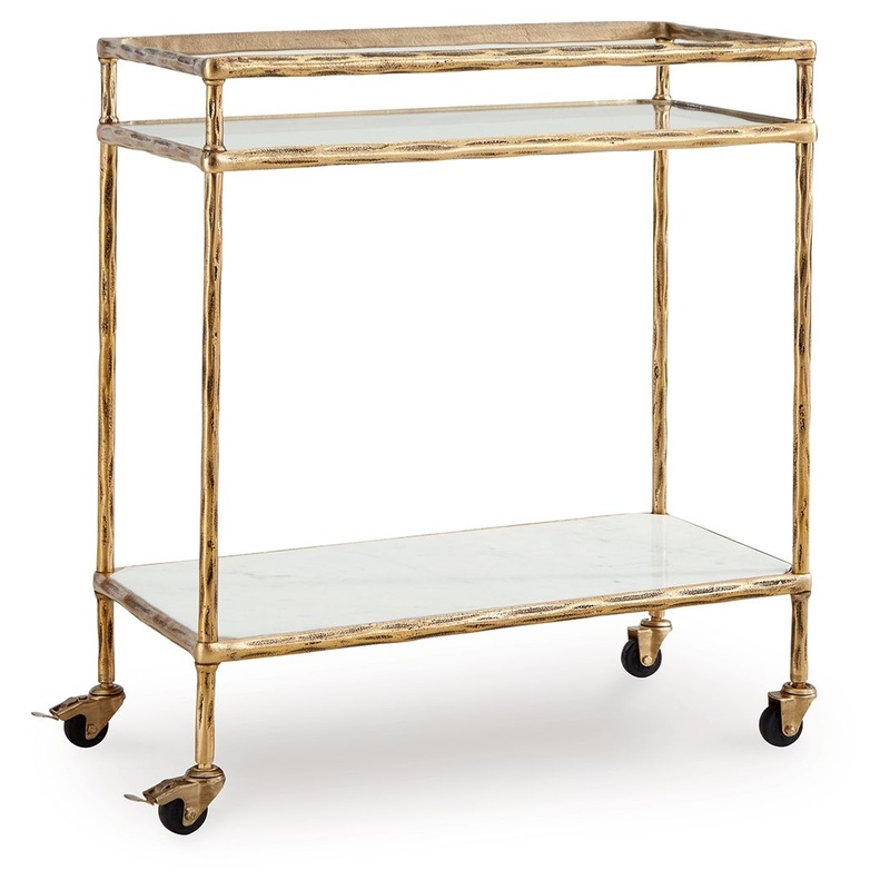 Plattfield – Antique Gold Finish – Bar Cart