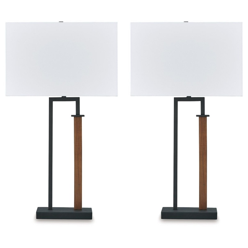 Voslen – Black / Brown – Metal Table Lamp (Set of 2)