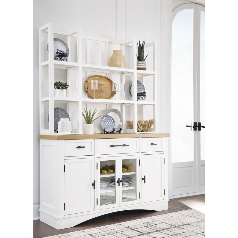 Ashbryn – White / Natural – Dining Server And Hutch