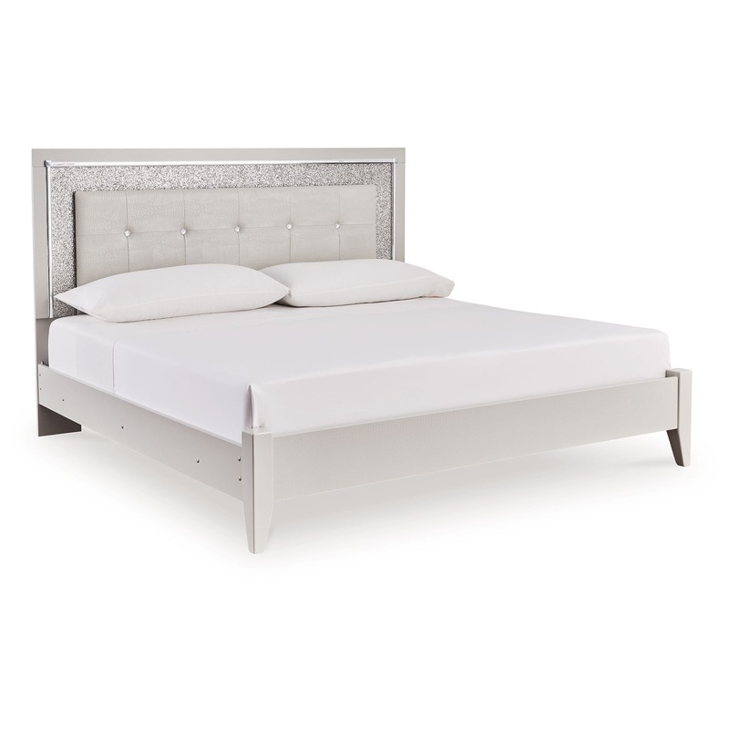 Zyniden – Silver – King Upholstered Panel Bed