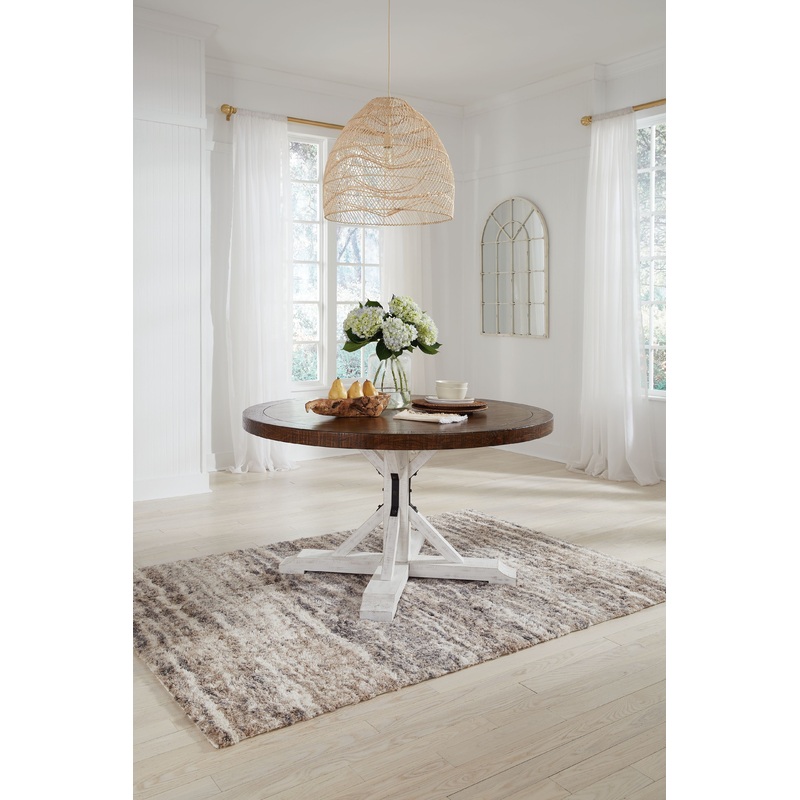 Valebeck – White / Brown – Dining Table
