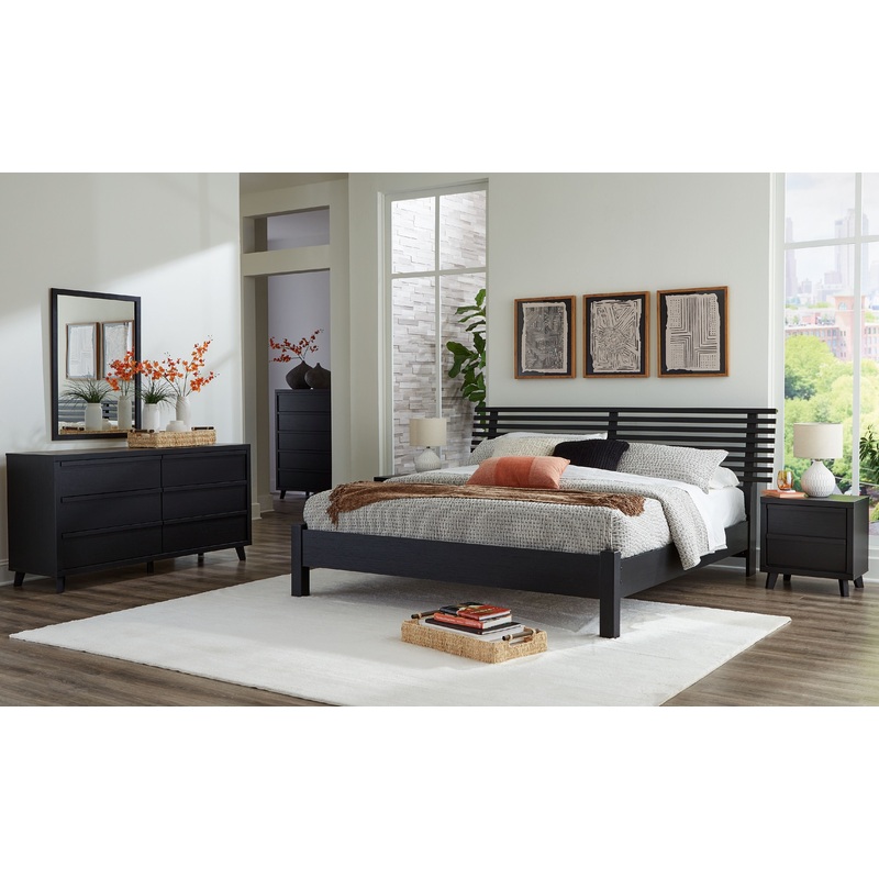 Danziar – Slat Panel Bed With Low Footboard Set Black