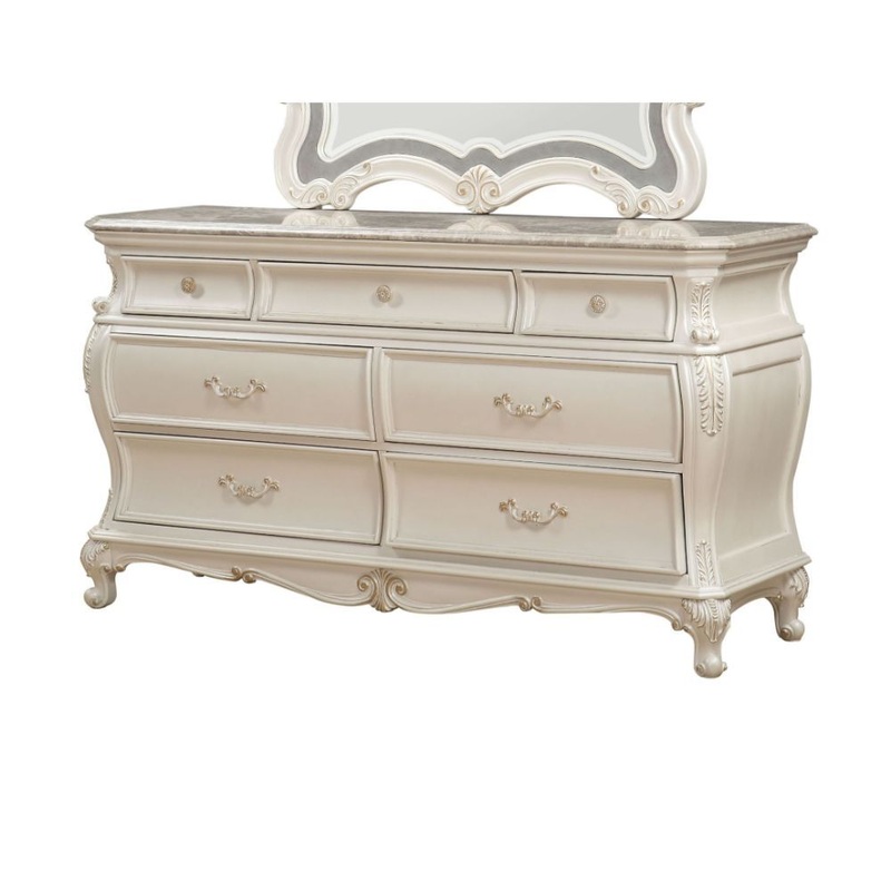 Chantelle – Dresser w/Granite Top Pearl White
