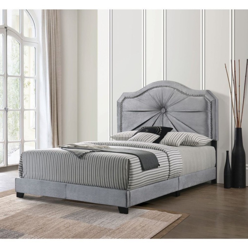 Frankie – Queen Bed – Gray Velvet