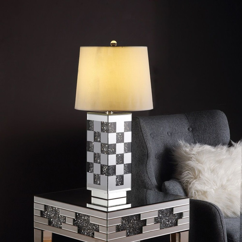 Noralie – Table Lamp – Mirrored & Faux Diamonds – 30″