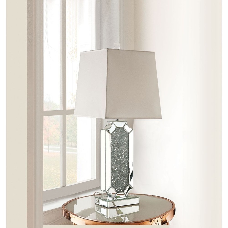 Noralie – Table Lamp – Mirrored & Faux Diamonds – 33″