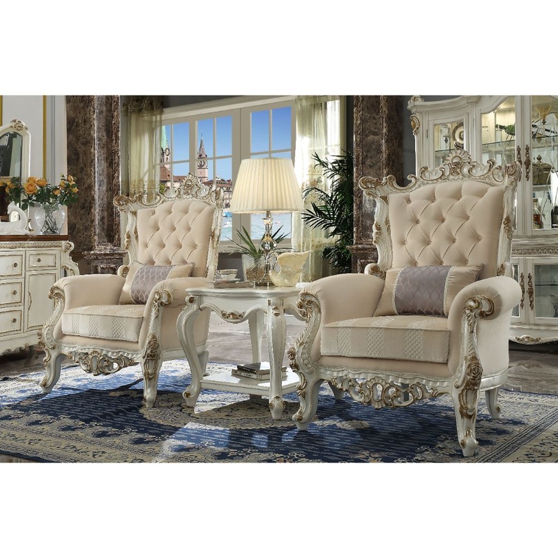 Picardy II – Accent Chair – Fabric & Antique Pearl