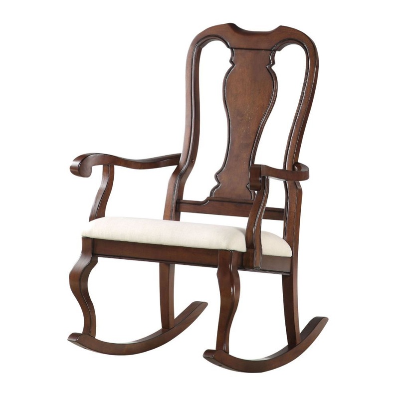 Sheim – Rocking Chair – Beige Fabric & Cherry
