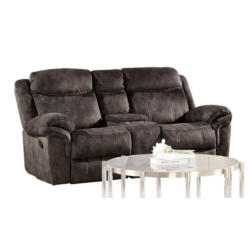 Zubaida – Loveseat w/USB Dock & Console (Glider & Motion) Gray