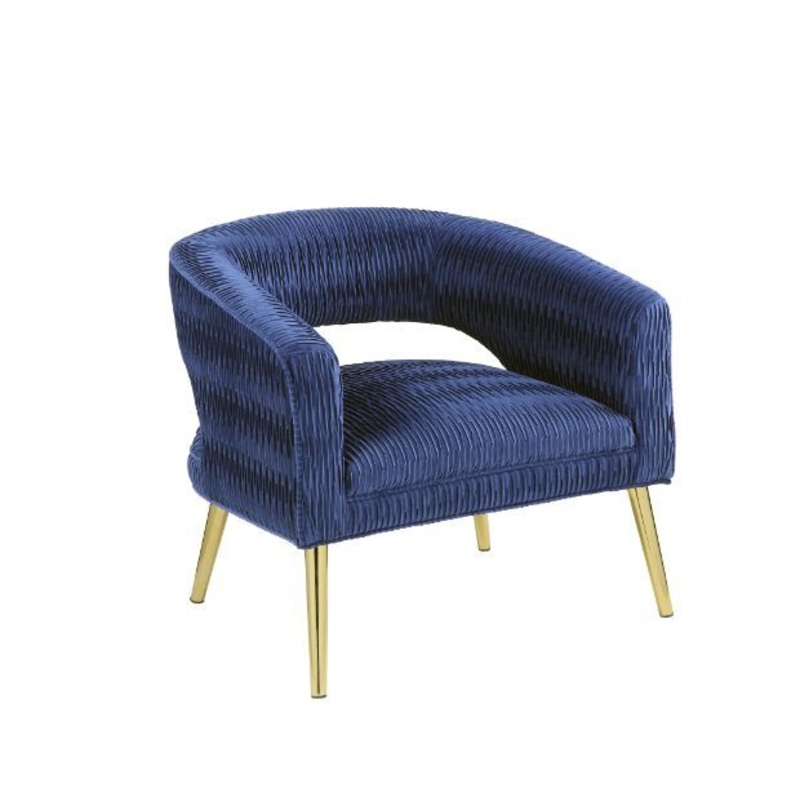 Aistil – Accent Chair – Blue Velvet & Gold Finish