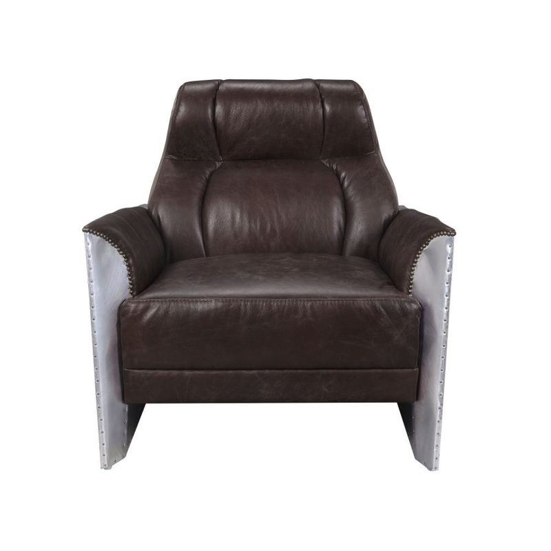Brancaster – Accent Chair – Espresso Top Grain Leather & Aluminum
