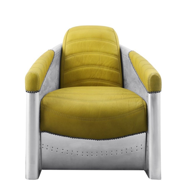Brancaster – Accent Chair – Yellow Top Grain Leather & Aluminum