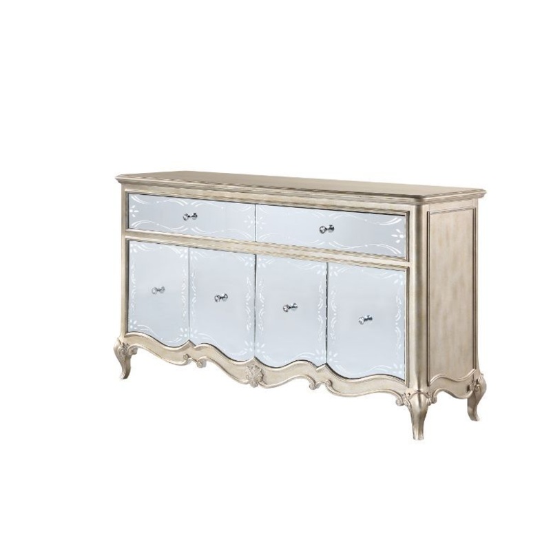Esteban – Server – Mirrored & Antique Champagne Finish