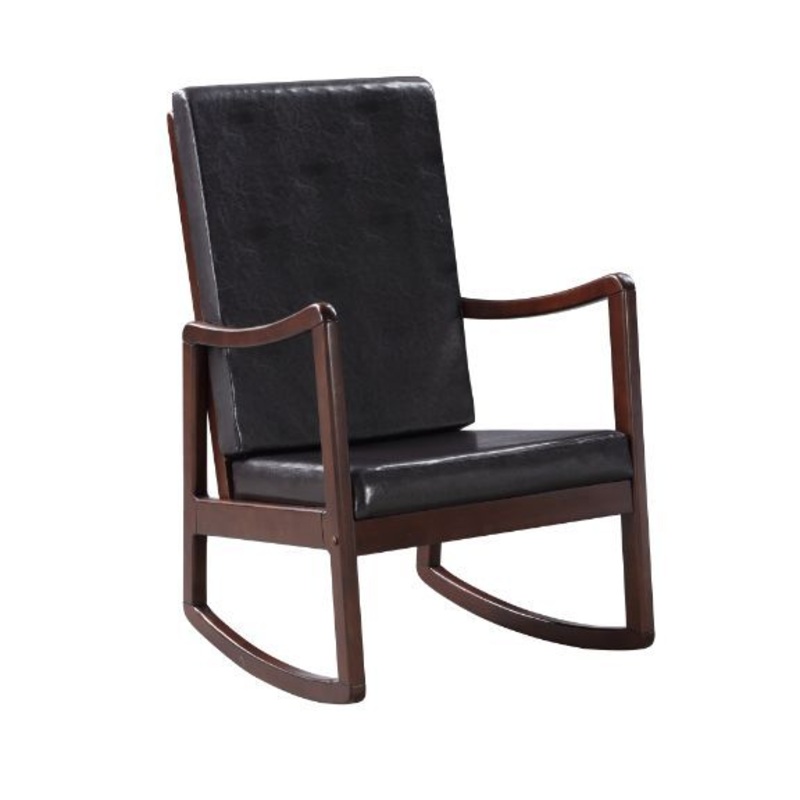 Raina – Rocking Chair – Dark Brown PU & Espresso Finish