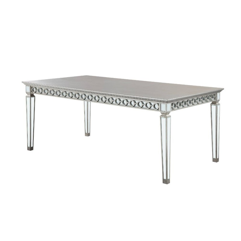 Varian – Dining Table – Mirrored & Antique Platinum – 30″