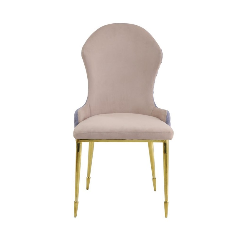 Caolan – Side Chair (Set of 2) – Tan, Lavender Fabric & Gold