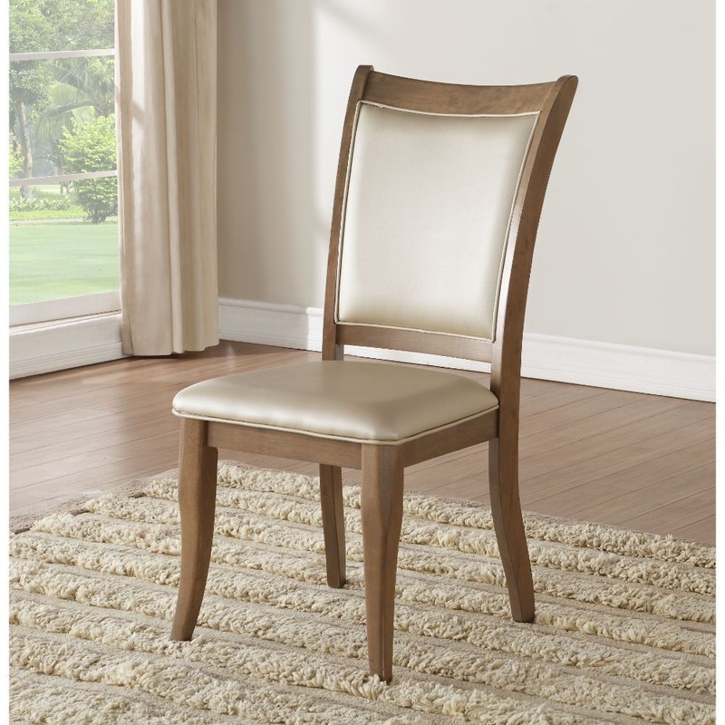 Harald – Side Chair (Set of 2) – Beige PU & Gray Oak