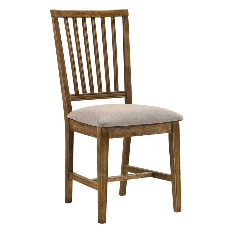Wallace II – Side Chair (Set of 2) – Tan Linen & Weathered Oak