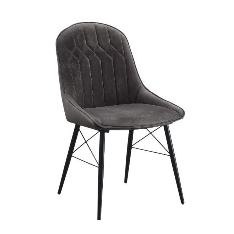 Abraham – Side Chair (Set of 2) – Gray Fabric & Black Finish