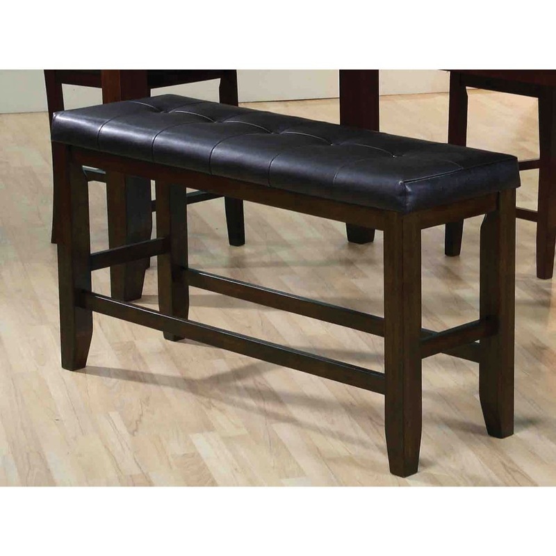 Urbana – Counter Height Bench – Black PU & Espresso