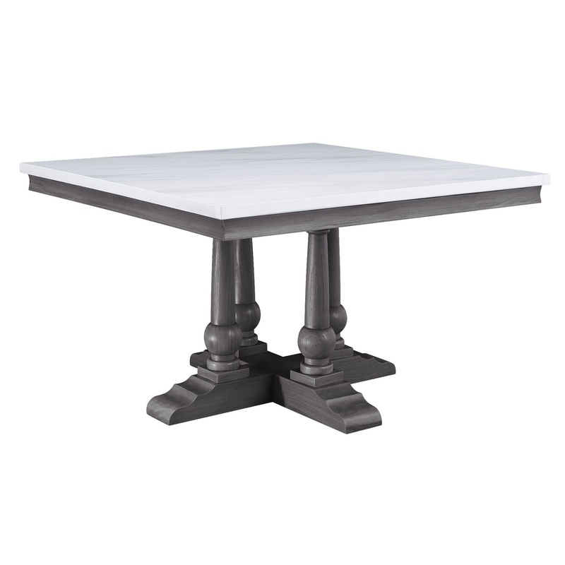Yabeina – Dining Table – Marble Top & Gray Oak Finish – 30″