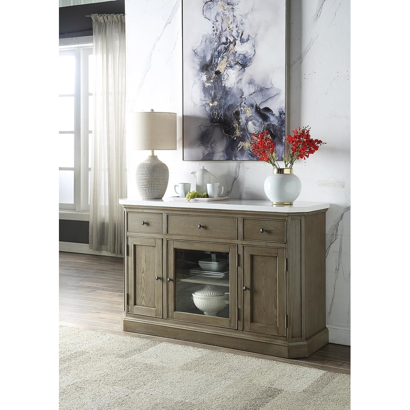 Zumala – Server – Marble & Weathered Oak Finish